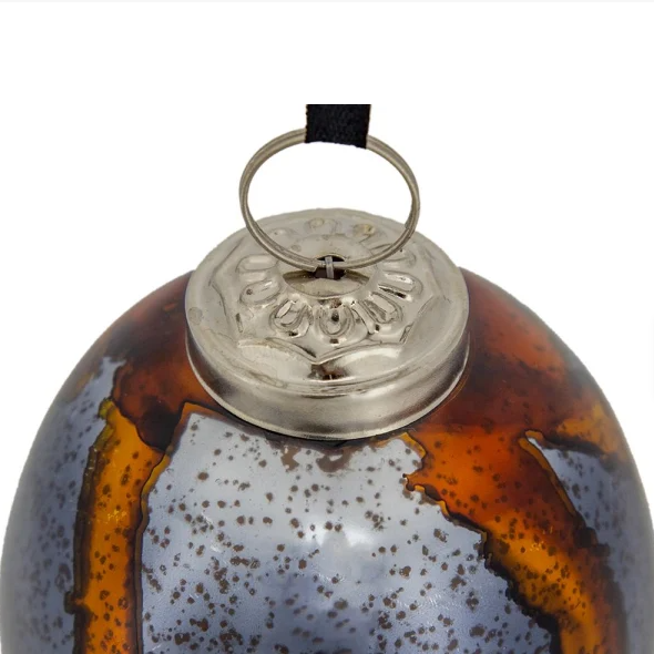 Black & Gold Egg Glass Ornaments (Set of 6)
