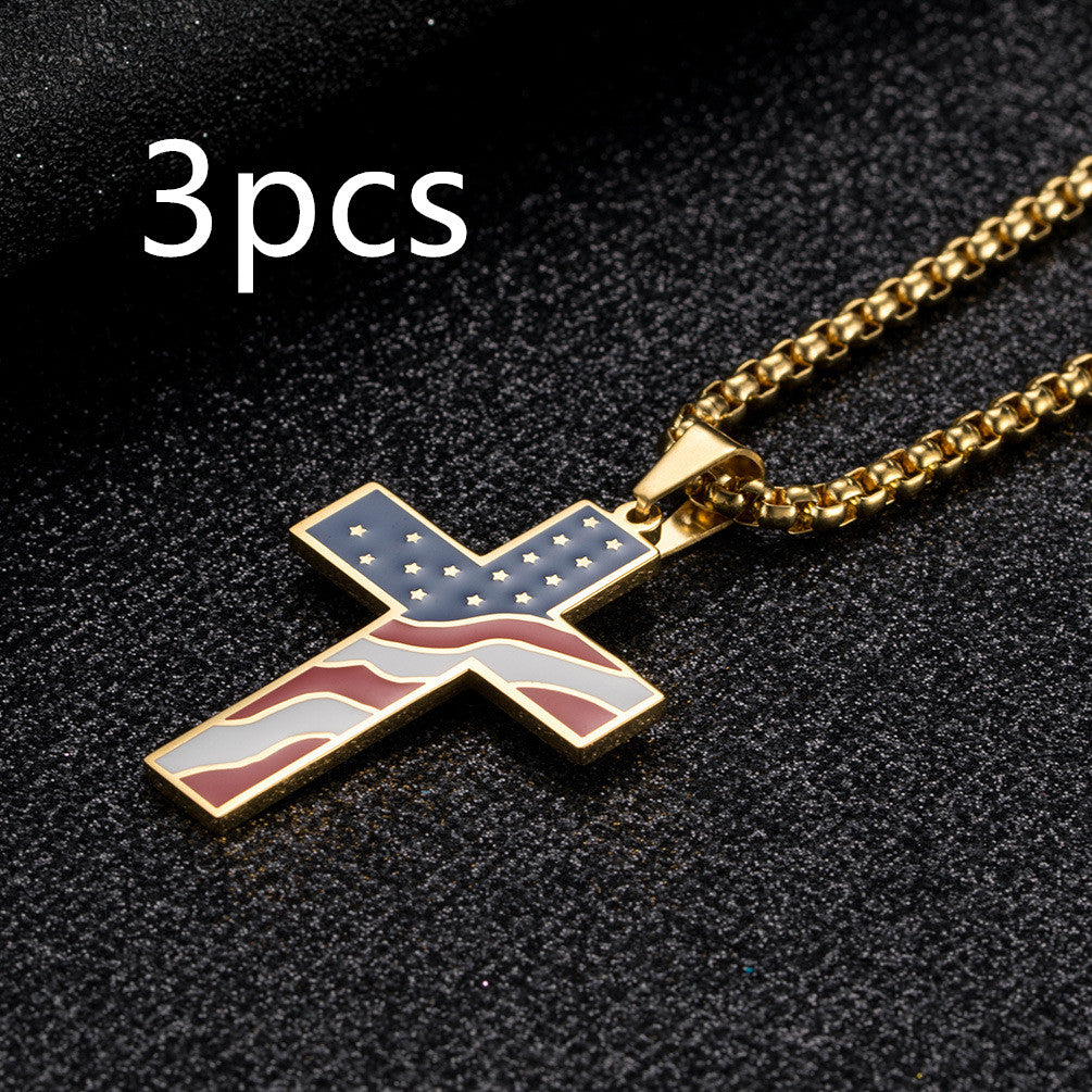 American Flag Cross Necklace