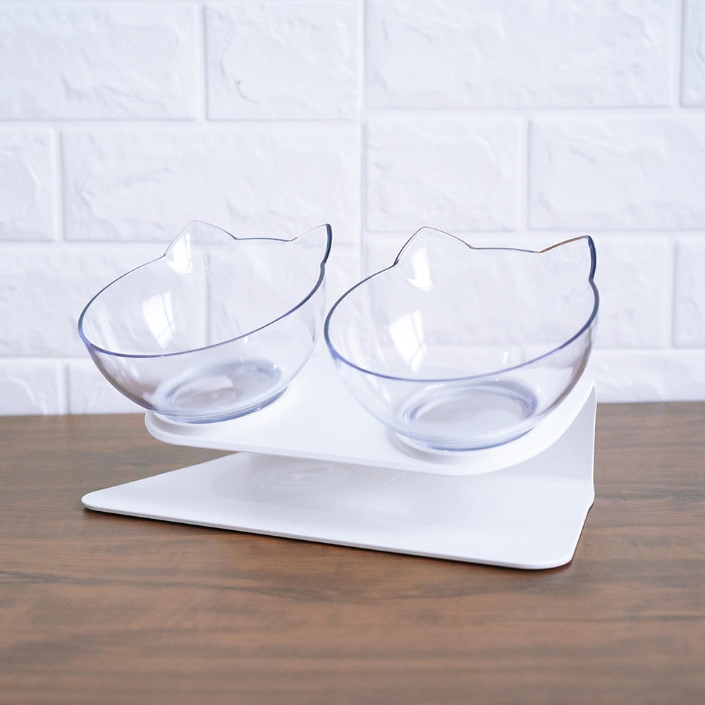 Elevated Cat Feeder with Clear Bowls
