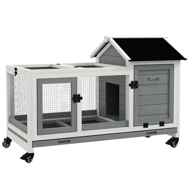 Wooden Rabbit Hutch with Wheels