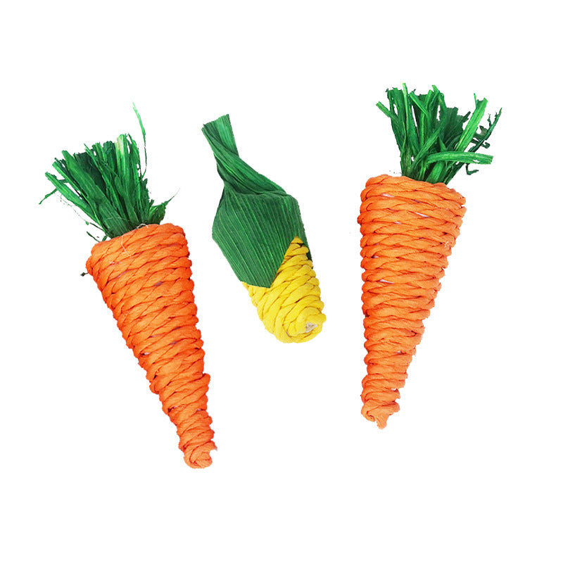 Woven Carrot Chew Toy for Small Pets