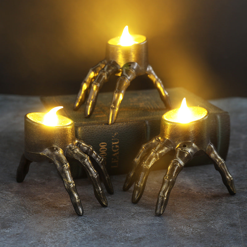 Skeleton Hand & Skull Candle Lantern
