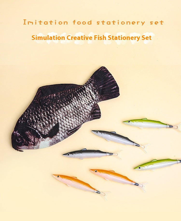 Fish-Shaped Canvas Pencil Case
