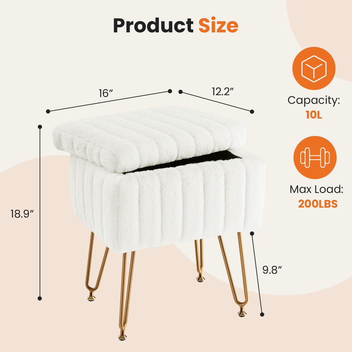 Vanity Stool with Storage