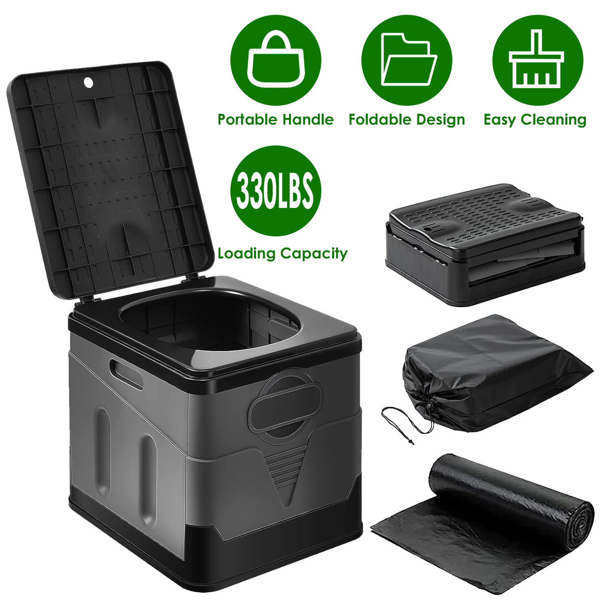 Collapsible Portable Toilet (5.3 Gal)