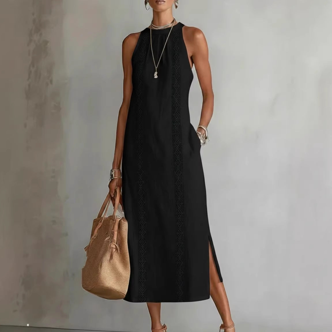 Women's Halter Lace Patchwork Dress