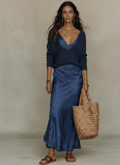 Satin Maxi Dress & Shrug Set