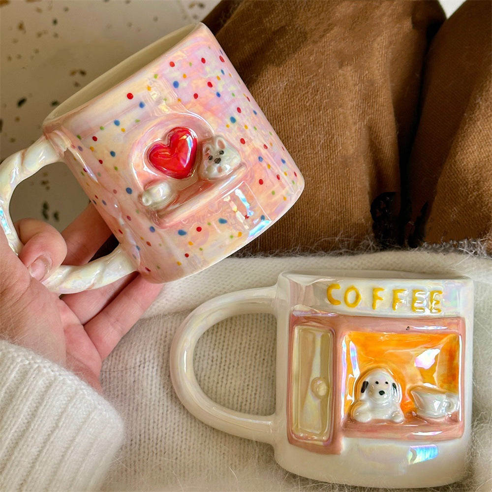 Embossed Puppy Ceramic Mug
