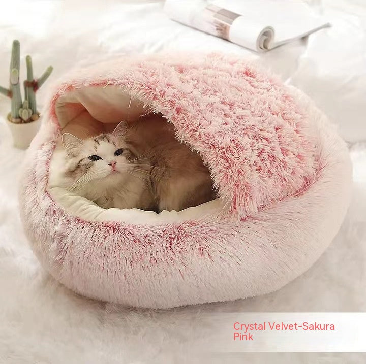 2-in-1 Plush Pet Bed & Cave