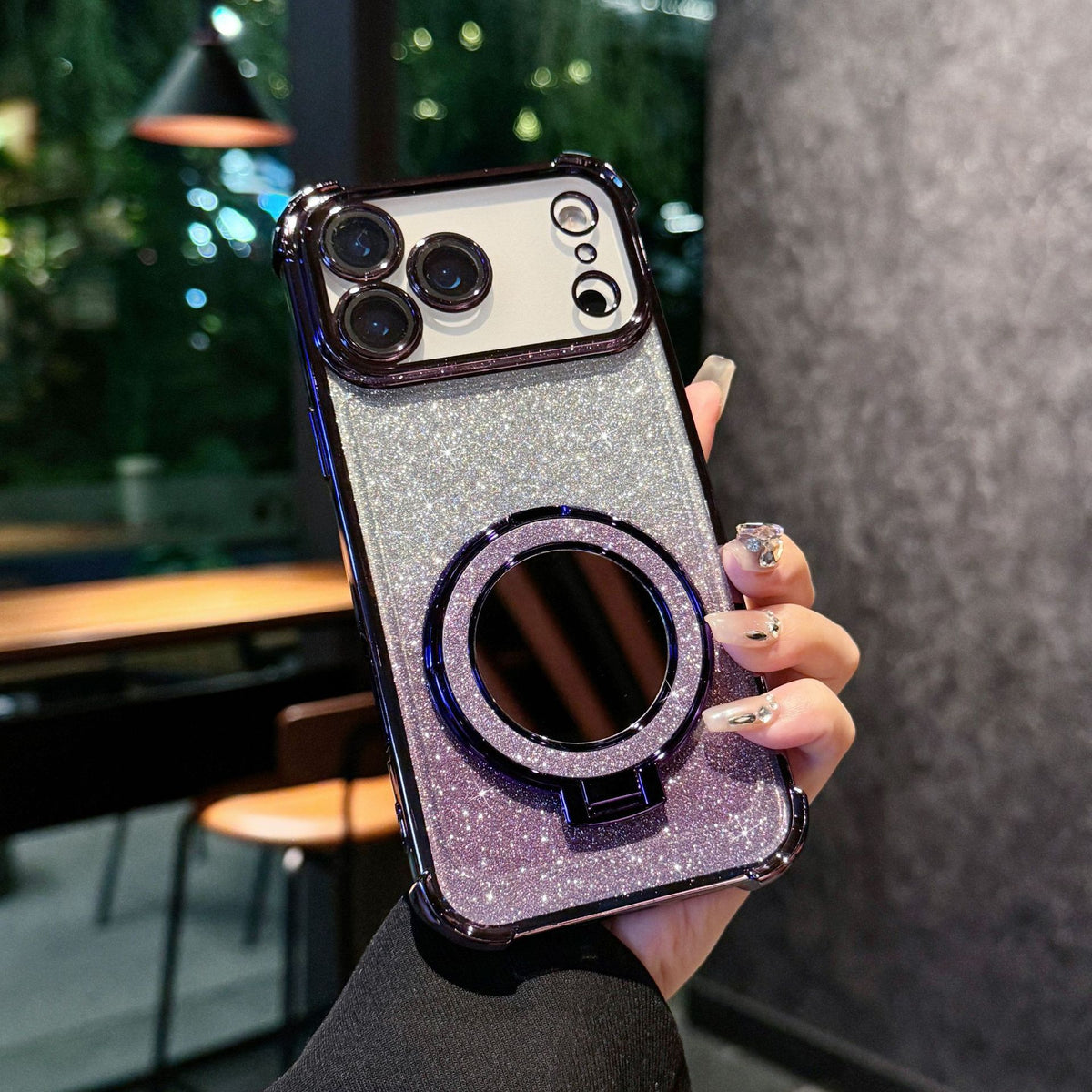 Glitter Mirror Magnetic Stand Case for iPhone 17