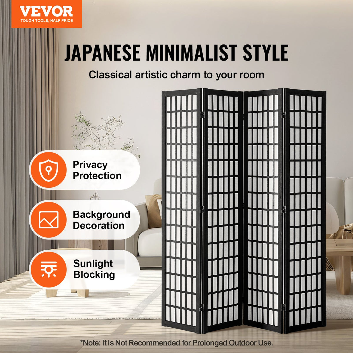 4-Panel Folding Room Divider