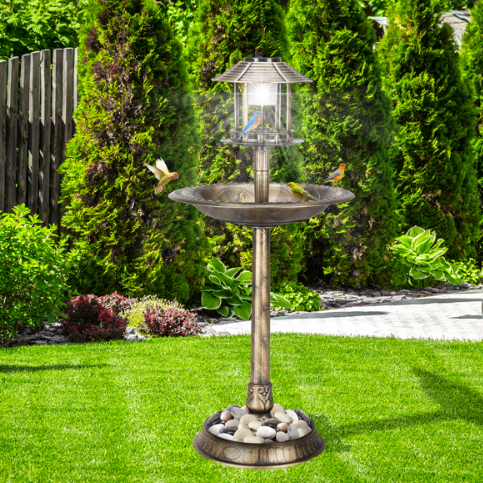 Solar-Lit Bird Bath