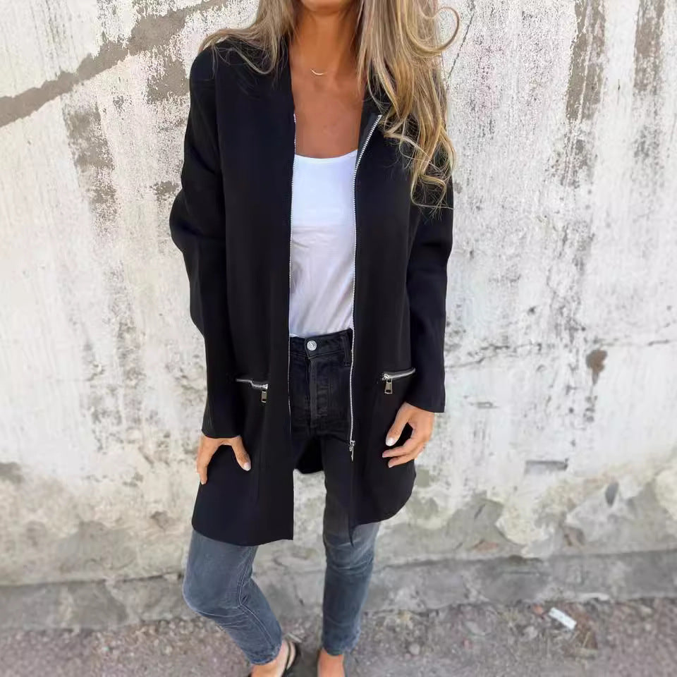 Hooded Zip-Up Cardigan Coat