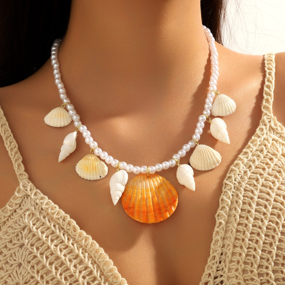 Beach Shell Beaded Necklace