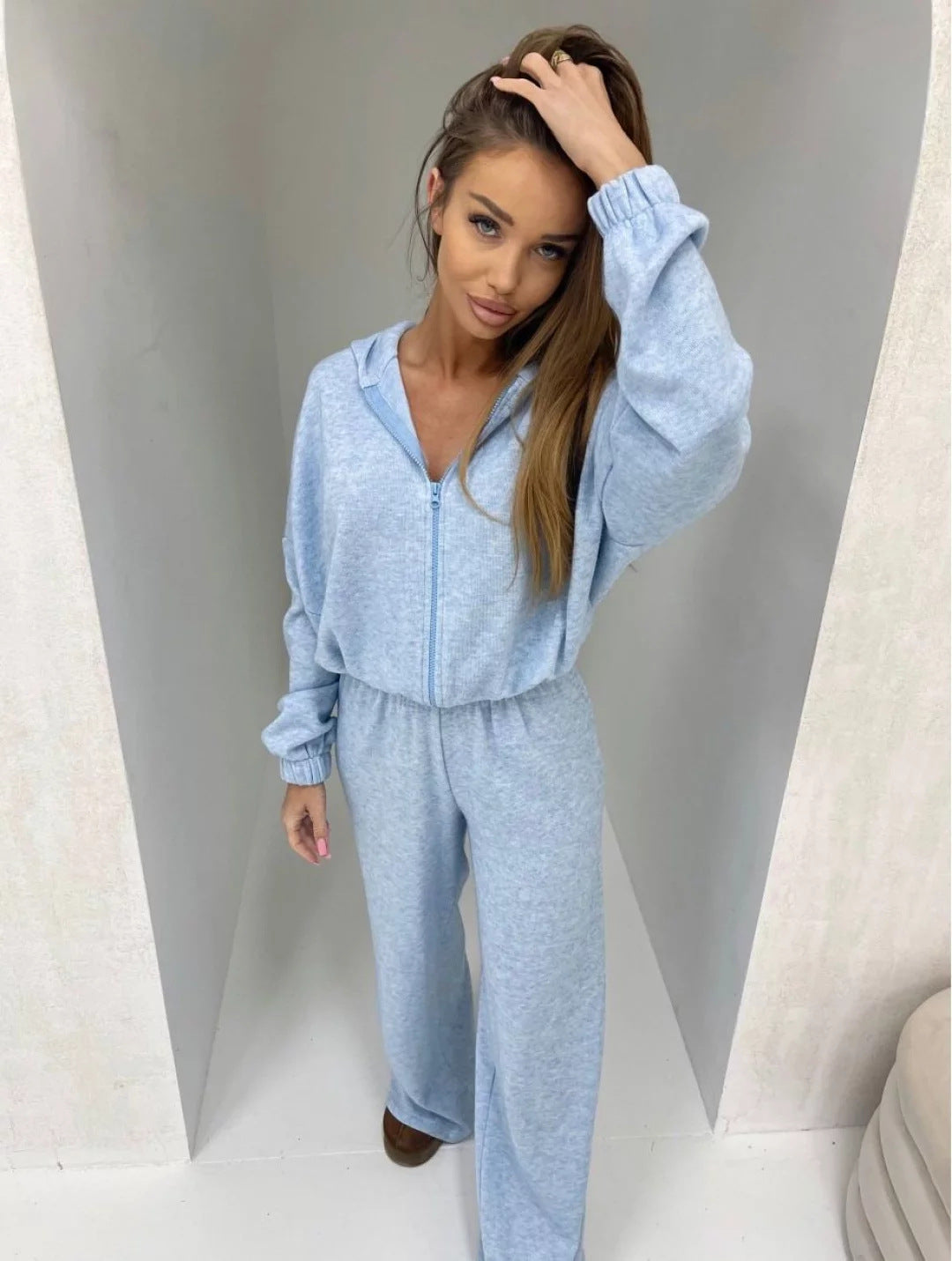 Women's Elastic Pants Two-Piece Set