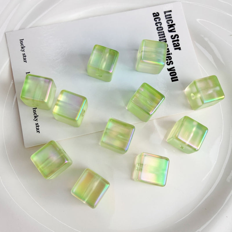 Iridescent Acrylic Cube Beads
