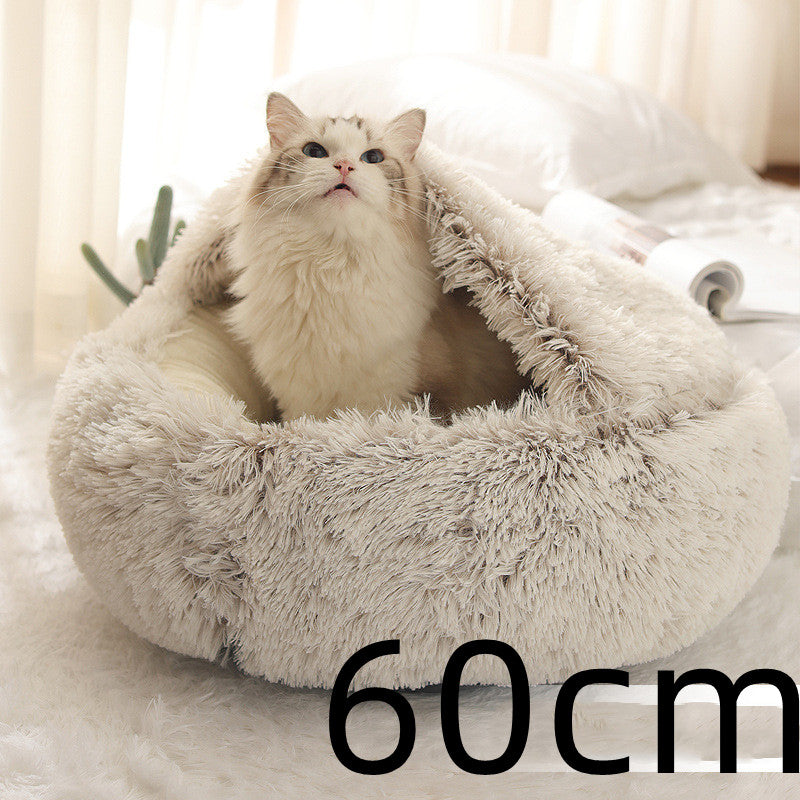 2-in-1 Plush Pet Bed & Cave