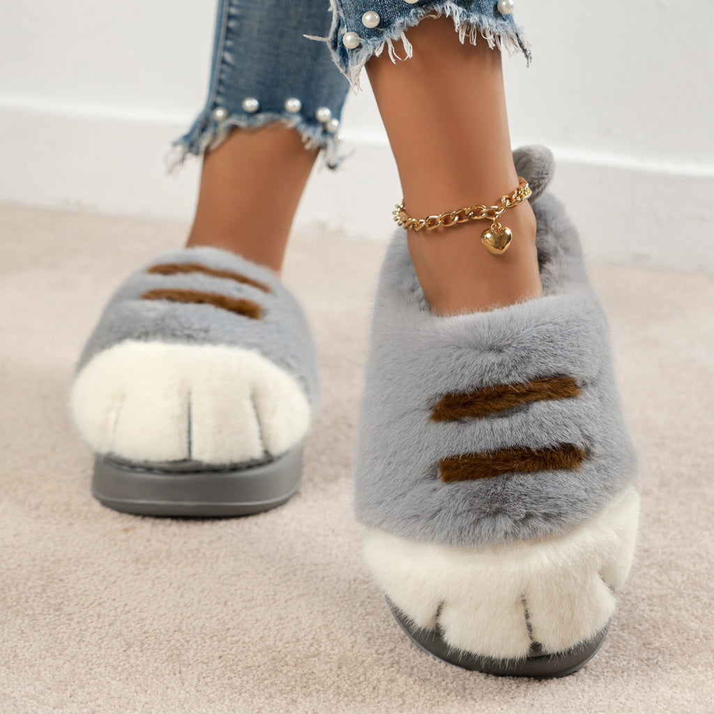 Fluffy Cat Paw Slippers