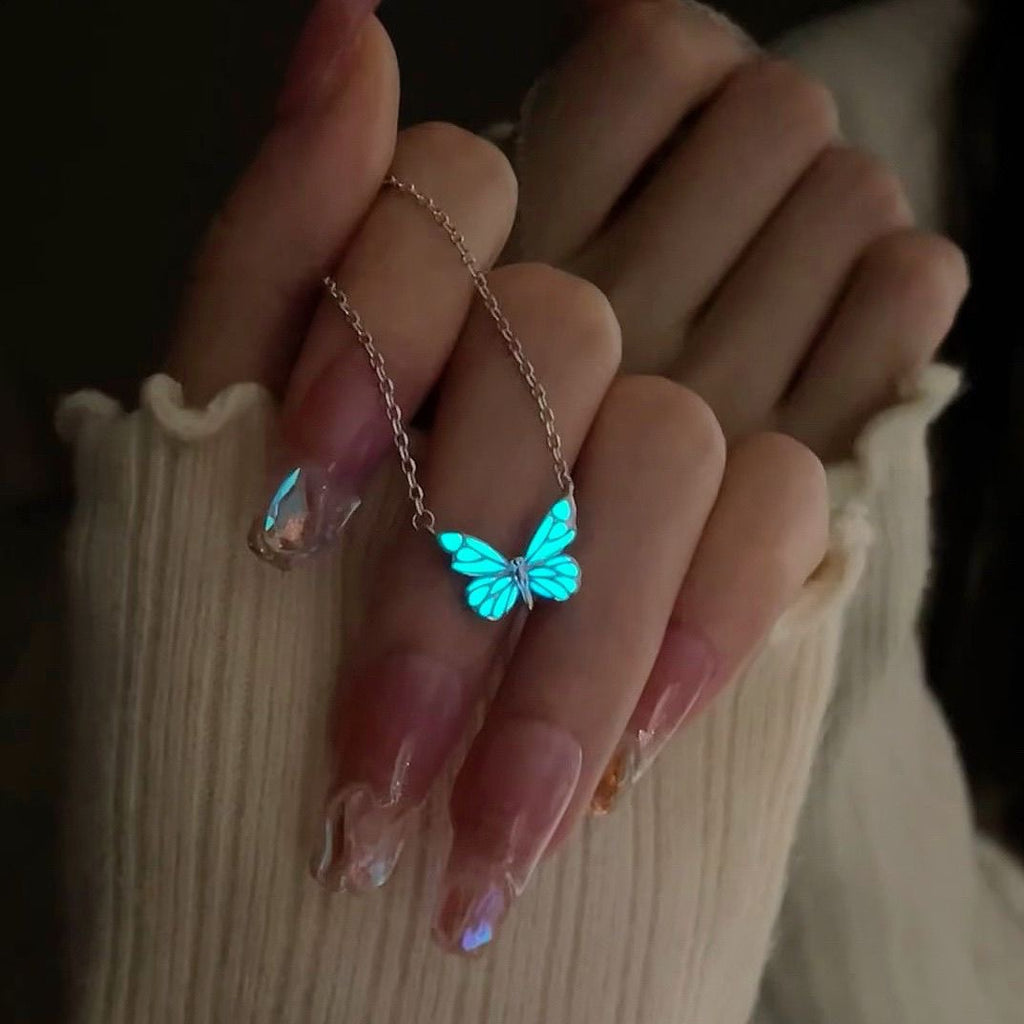Glow-in-the-Dark Butterfly Necklace & Bracelet