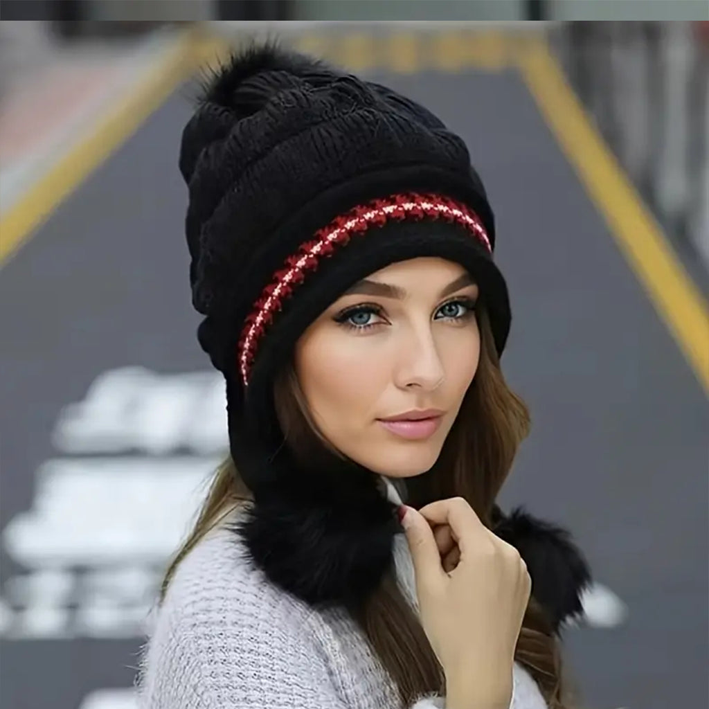 Pom-Pom Earflap Beanie