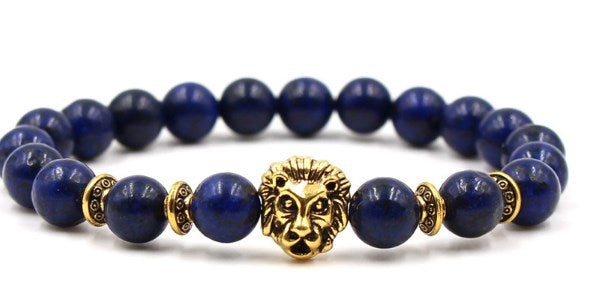 Carved Lion Head Bead Bracelet