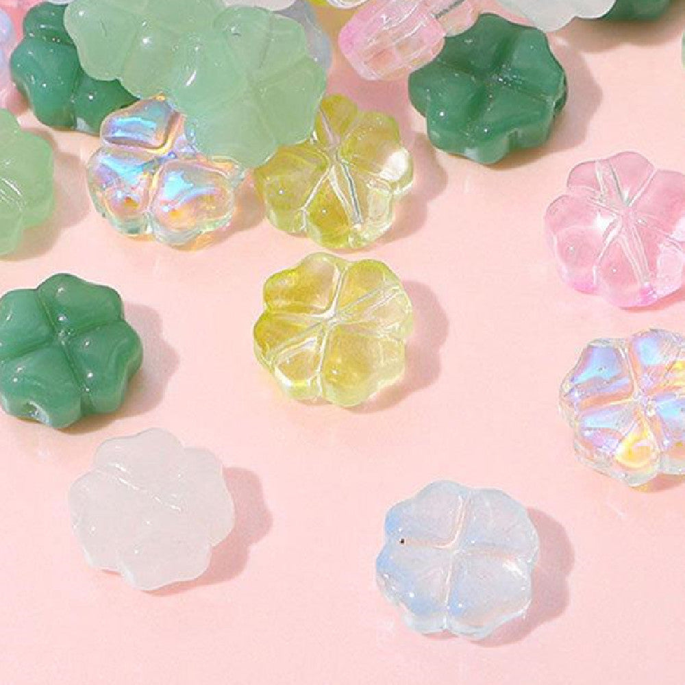 Glass Four-Leaf Clover Beads (20 pcs)