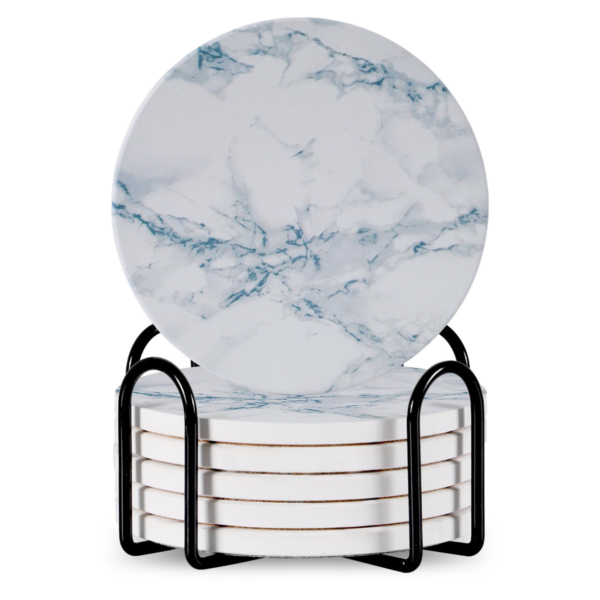 Marble Ceramic Coasters with Stand (6)