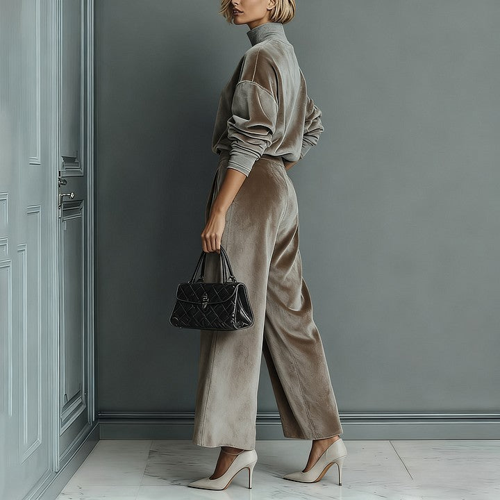 High-Neck Zip Tracksuit Set