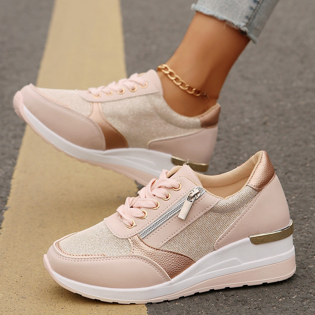 Metallic Platform Sneakers