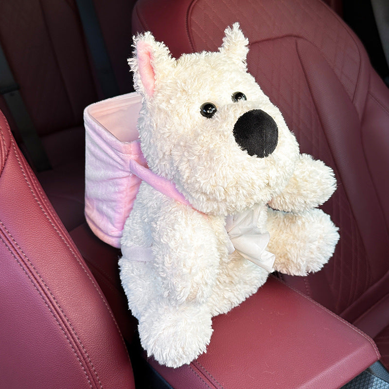 Plush Puppy Car Trash Bin