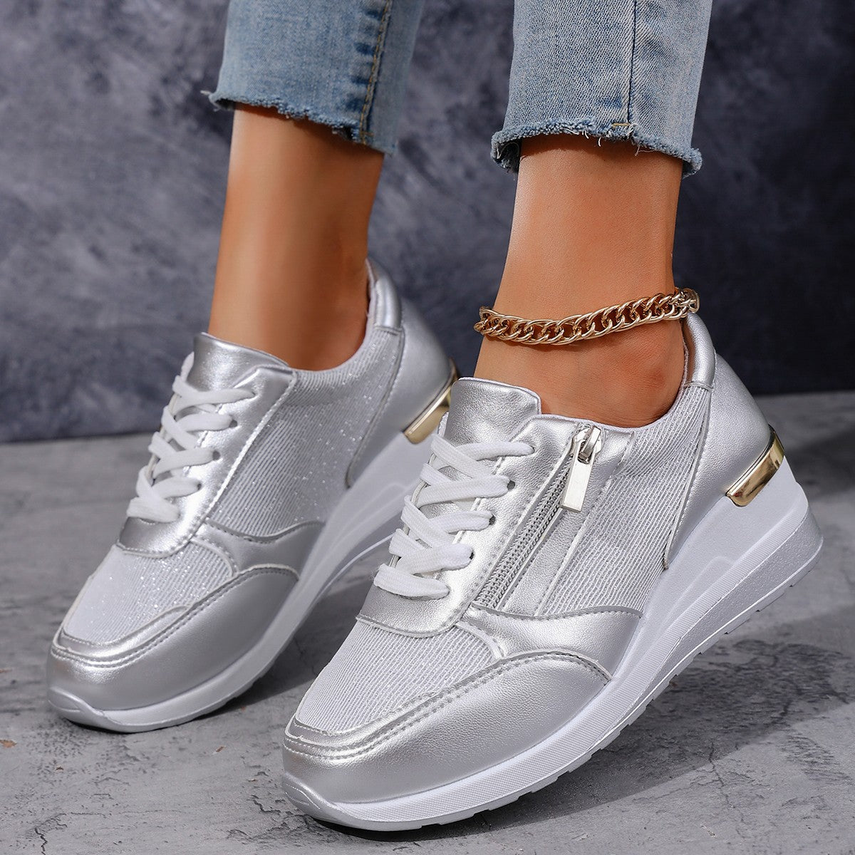Metallic Platform Sneakers