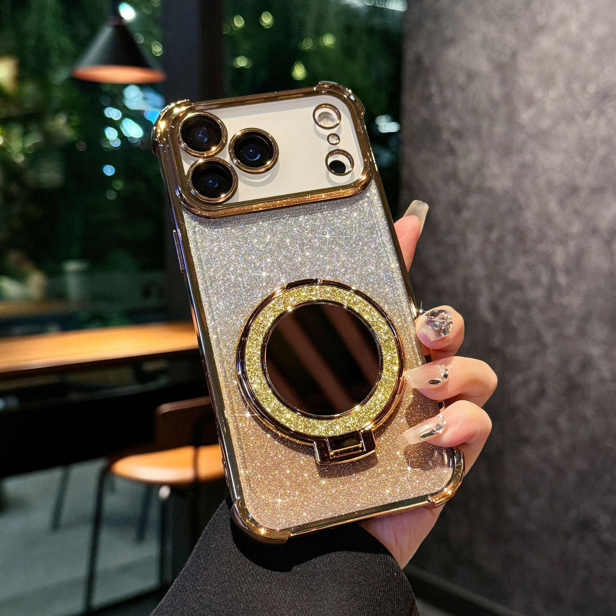 Glitter Mirror Magnetic Stand Case for iPhone 17