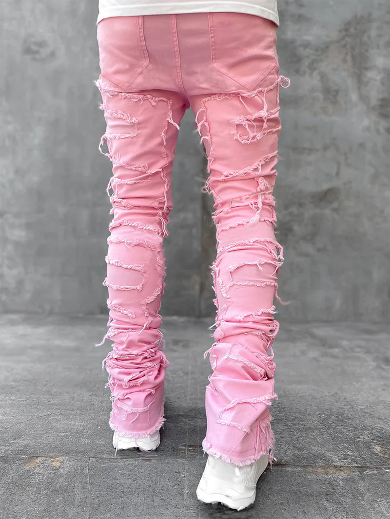 Men's Distressed Stacked Jeans