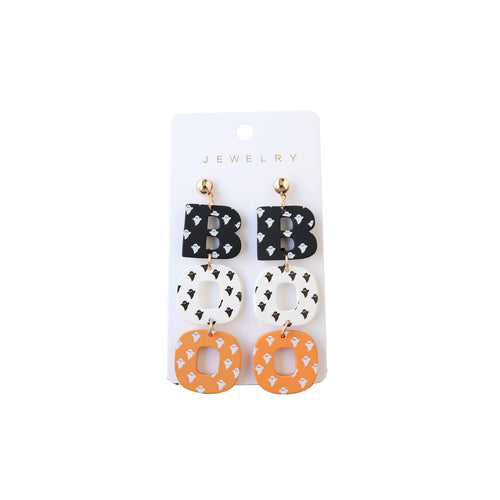 "Boo" Halloween Clay Earrings