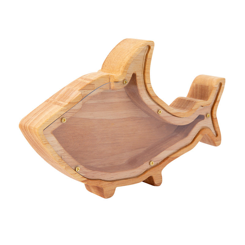 Wooden Animal Coin Bank