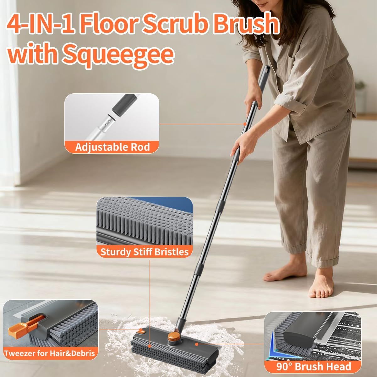3-in-1 Scrub Brush Squeegee Broom