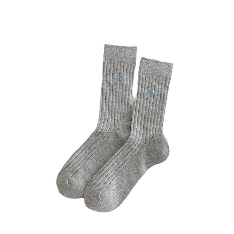 Bow Ruched Crew Socks