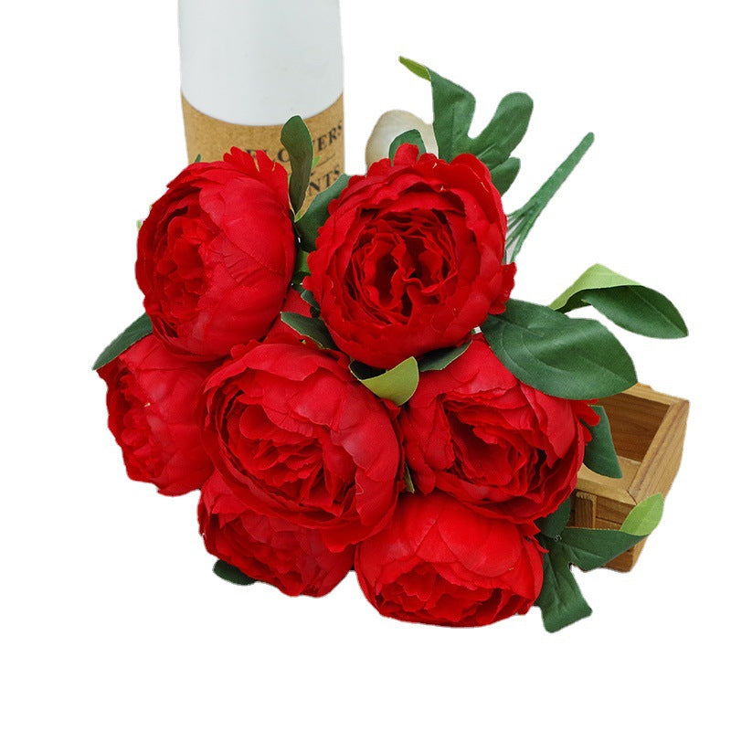 7-Head Silk Peony Stem