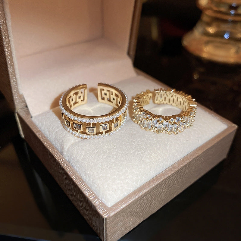 Pearl & Zircon Open Ring