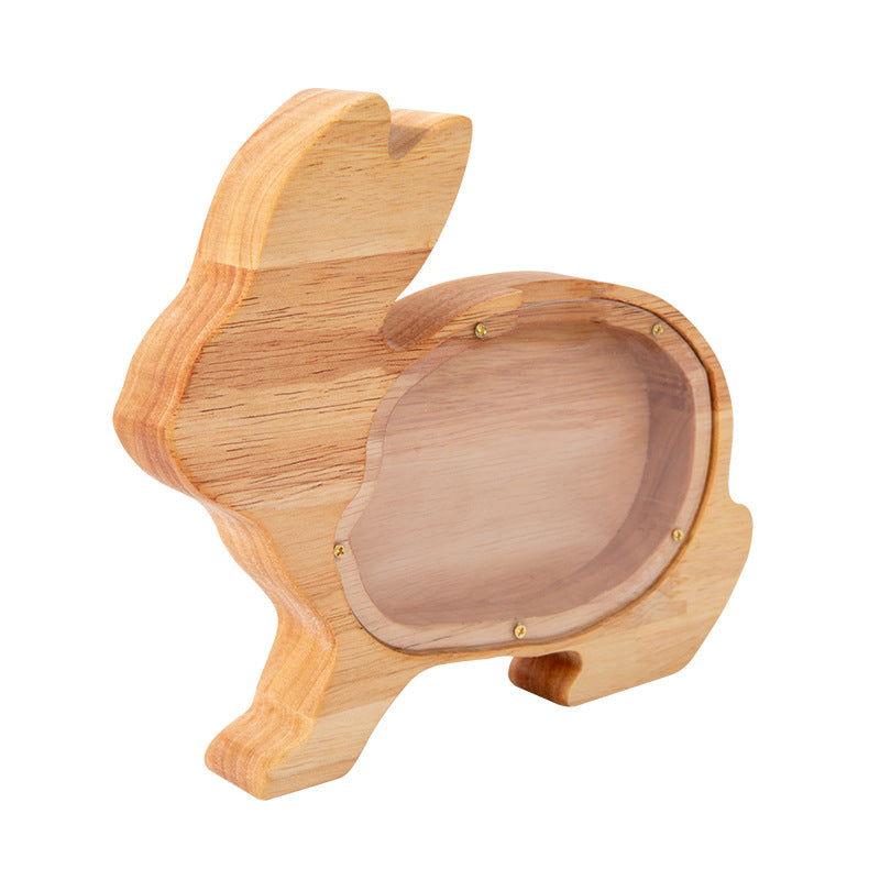 Wooden Animal Coin Bank