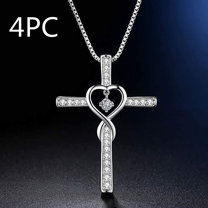 Birthstone Cross Heart Necklace