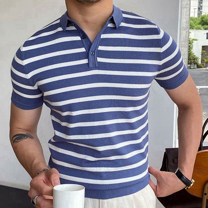 Men's Striped Business Polo