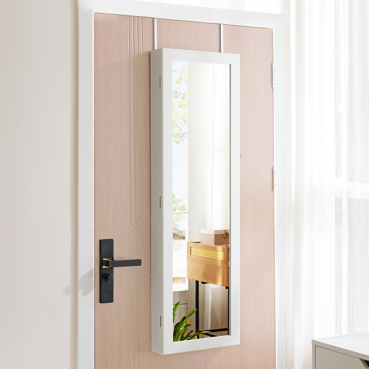 Lockable Mirror Jewelry Armoire