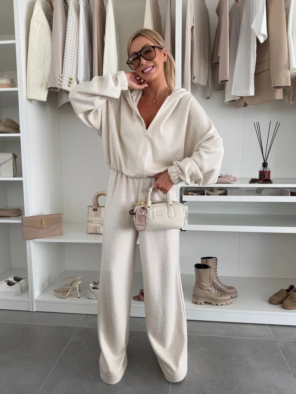 Women's Elastic Pants Two-Piece Set