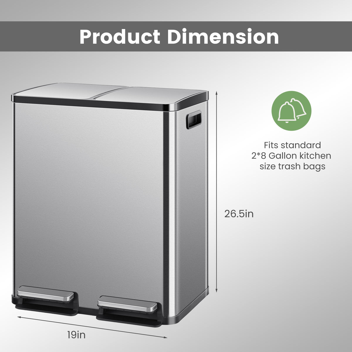 60-Liter Stainless Steel Trash Can