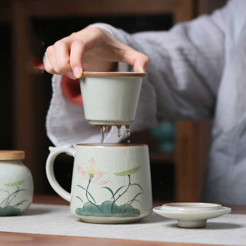 Hand-Painted Lotus Mug