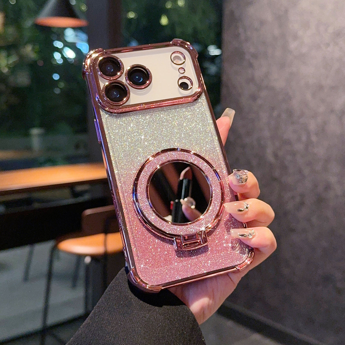 Glitter Mirror Magnetic Stand Case for iPhone 17