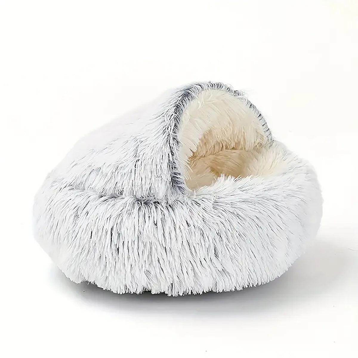 Hooded Plush Donut Cat Bed