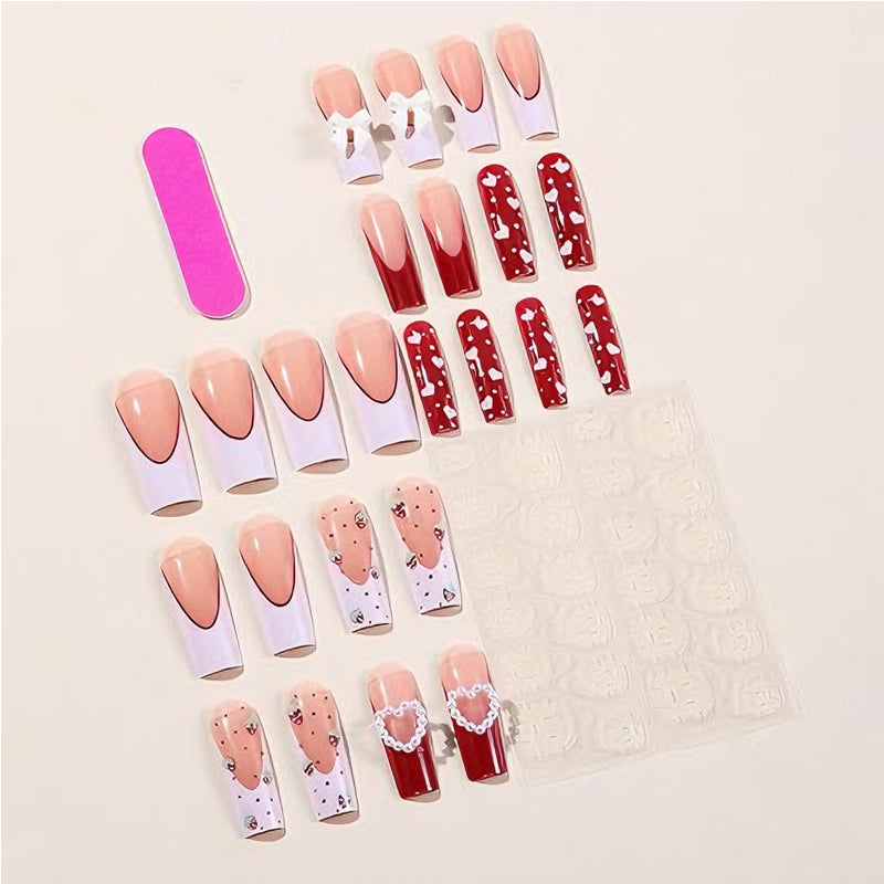 Strawberry & Bow Press-On Nails (24 Pcs)