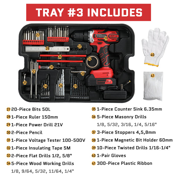 599-Piece Home Tool Set with 21V Cordless Drill